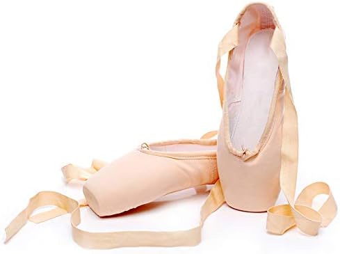 YKXLM балетски точки чевли за девојки професионални сатен/платно балетски палто за танцување чевли за девојки и жени вежбаат балетски чевли со