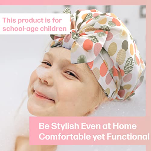 MyHomebody Детски капачиња за туширање со bowknot | Повторно употреблива капа за коса за деца | Девојка водоотпорна капа за бања