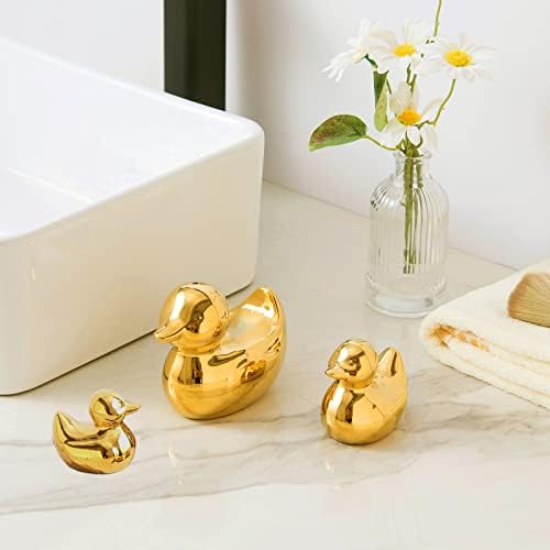 Фигурини на Златна керамичка патка ， Домашни украси за животни скулптури и статуи Рачно изработен подарок за уметнички софтвер, мини