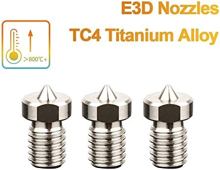 [OEM] 2PCS E- 3-D V6 млазница TC4 Titanium легура на млазницата V5 млазница 3D печатач за печатач за филамент од 1,75 mm Hotend Extruder [Делови за замена] (Боја: TC4 титаниум легура, големина: 0,4?