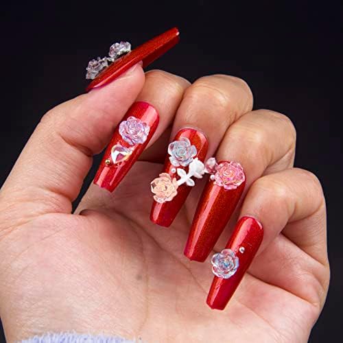 300 парчиња 3Д акрилна камелија привлечност за нокти Симпатична цветна нокти привлечност кристално чиста пенлива уметност украси