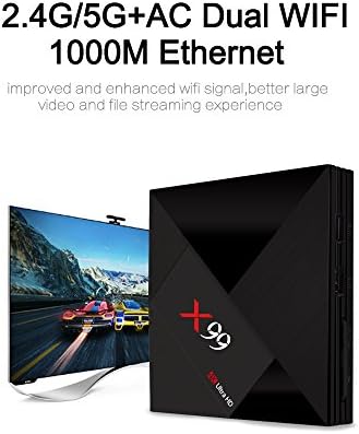 X99 4GB 64GB Rockchip RK3399 Android 7.1 TV Box 2.4 G & 5G Dual WiFi BT4.0 1000M LAN USB3.0 Type-C Медија плеер со безжична мини