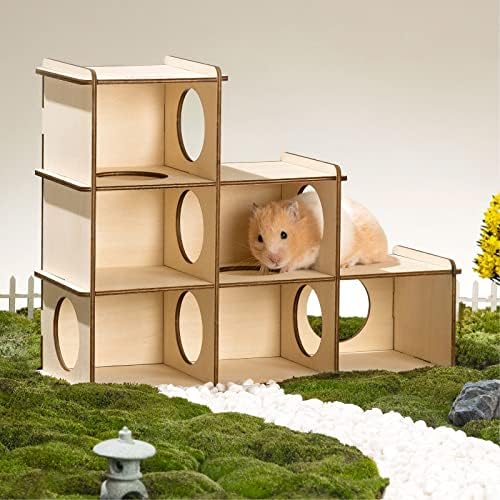 Mewoofun hamster скривалиште, мулти-комори хрчак куќа лавиринт, играчки со хрчаци за еж од чинчила за заморчиња