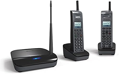 Engenius Freestyl SIP2, долг дострел, преносен телефон со 900 MHz VoIP со двонасочно радио за емитување/домовување, може да се прошири до слушалките