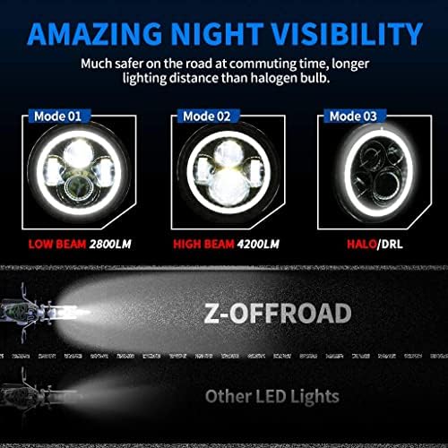 Z-OffRoad 7 Black Halo LED фарови + 4-1/2 Магла што минуваат светла со комплет за фарови на мотоцикли DRL, поставени компатибилни со Харли