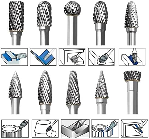 6мм Шанк карбид со двојно сечење ротационен Burrs бит 10мм дијаметар Ротационата датотека за ротациони алатки Абразивни алатки 1 парчиња