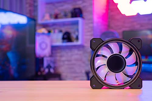 Aerocool Mirage PC Case Fan-12 Pro, 3 x Argb Transupter Fans 120mm, 1 x H66F RGB центар, дизајн на бесконечно огледало, вклучува 6-пински конектор,