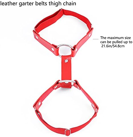 Bomine Punk Garter Belts Chain Leg Red Gothic Gother Garter Belts Leather Both ланец Еластичен рив секси секси секси нозе Тело на телото накит Ноќен клуб забава за жени и девојчиња （Пакет од 1