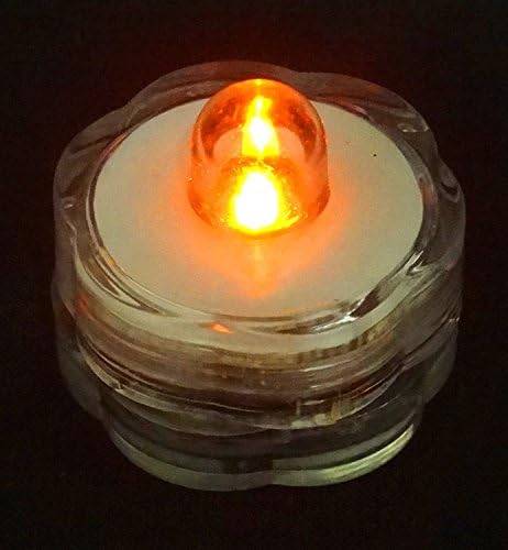 Пакет од 12 водоотпорни потопливи светилки од портокалова цвет LED чајни светла совршени за тиква од Ноќта на вештерките Jackек-О'-фенер, забава,