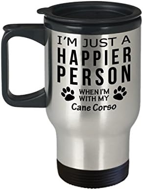 Куче Љубовник Патување Кафе Кригла-Посреќна Личност Со Трска Корсо-Миленичиња Сопственик Спасување Подароци