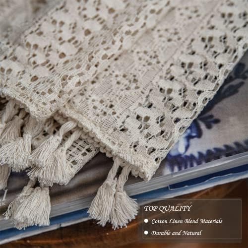 Wazzio boho tassel crochet завеси за дневна соба, гроздобер шипка џеб боемски завеси геометрија лента плетена плетена чипка за