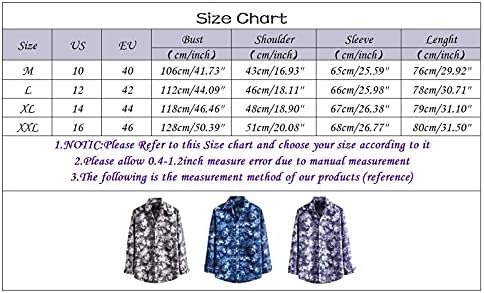 XXBR мажи Обично лабаво копче надолу со кошули бизнис трендовски хавајски печатен тропски долг ракав графички хипстер кошула врв