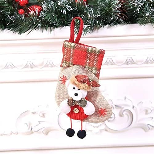 Aetygh 4 Божиќни мини чорапи, кадифен кукла слатко семејни чорапи, камин што виси украси