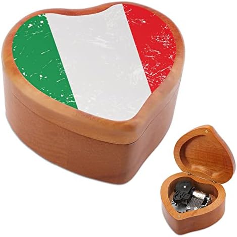Италија срце ретро знаме дрво музичко кутија гроздобер музички кутии подарок за Божиќен роденден Денот на вineубените во форма на срце