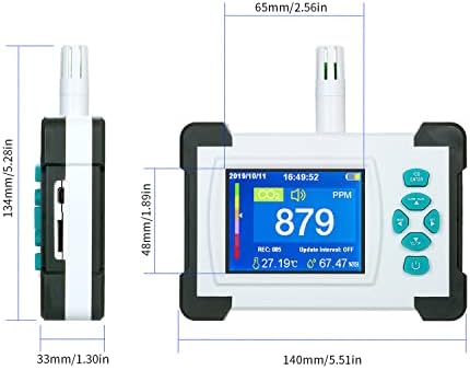 Детектор на карбон диоксид со Reble Battery Portable CO2 метар тестер за детектор за квалитет на воздухот на јаглерод диоксид CO2 Meter Monitor