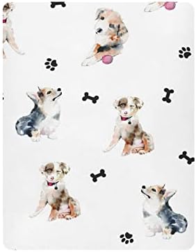 Алаза кученце куче шепа Печати животински креветчиња за животински креветчиња опремени листови за момчиња за девојчиња, мини големина 39 x