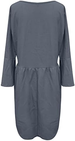 Фустан за бранч за жени лето есен кратки ракави екипаж постелнина миди опуштено вклопување обичен фустан дами 2023 vv