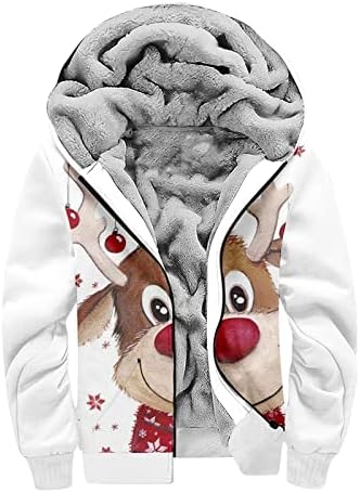 Ретро јакна, грда Божиќ, печатено згусна Шерпа, обложена фланелна ватиран топол палта надворешна облека со аспиратор, голем и висок
