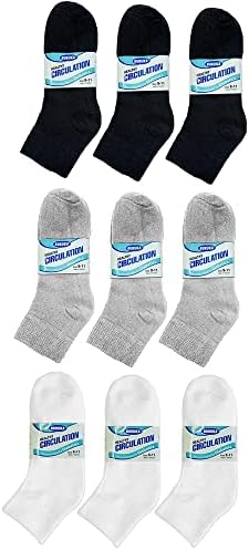 6 пар циркулаторни чорапи со дијабетични глуждови, здравствена поддршка Менс лабава вклопена големина 9-11