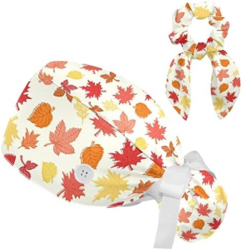 Есенска есен јавор остава прилагодлива капа за капаче за чистење со копче, работна капа за џемпери со ласкава коса чистачка