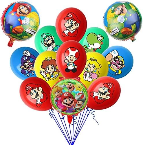 51 супер игра балони, 48 двострани латекс балон сетови, детски роденден партија балони, 3 алуминиумска фолија двострани брат тематските роденден