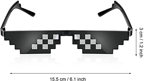 JDD 3 Пакет Целиот Насилник Живот 8 Бита Пикселирани Мем Партија Очила За Сонце Мозаик Гејмер Фото Реквизити Очила За Мажи Жени, Црни, Големи