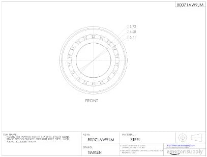 Timken 938 Tapered Roller Learing, единечен конус, стандардна толеранција, директно дупчење, челик, инч, 4,5000 ID, 2,6250 ширина