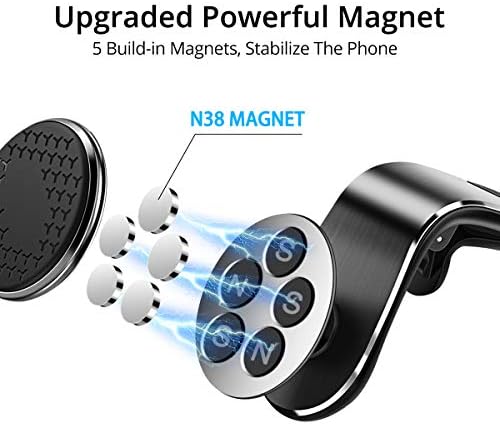 Kinizuxi магнетски телефон монтирање за вентил за автомобили, силен држач за мобилни телефони со магнет, раце без лулка во возило, 360 ° ротација