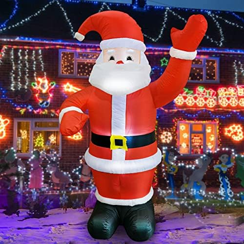 Радост место! 7 ft надувување Божиќ Дедо Мраз, вградени LED светла, Божиќни украси за внатрешен двор за внатрешни работи на градинарски