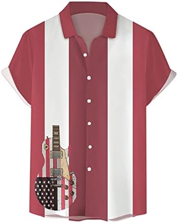 2023 Ново знаме за Денот на независноста на мажите Персонализирана модна лапчка маица кошула со кошула со кратки ракави памук памук