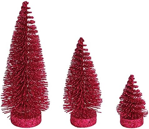 Викерман 3 -5 -7 Дасти розов сјај овален бор вештачко новогодишно дрво, сет од 3 - сет на новогодишни елки - Сезонски украсен украс во