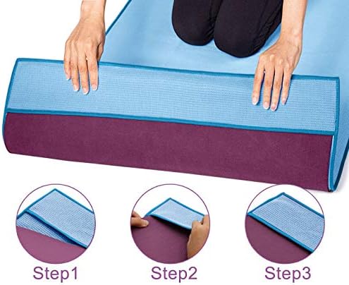 Heathyoga Hot Hot Yoga Train Non Slip, Microfiber Nonlip Yoga Mat Train, ексклузивен дизајн на џебови од агол, двојна залепеност,