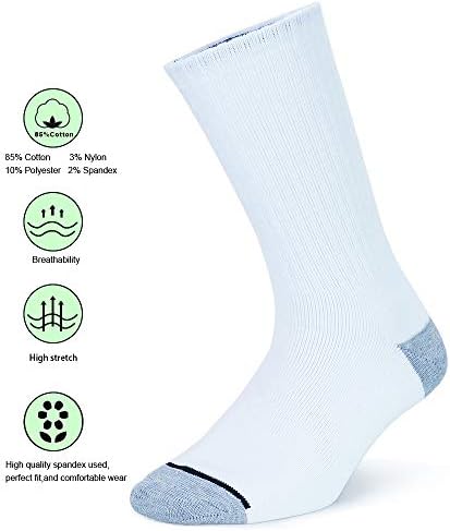 Соксдади машки 10пак Атлетски Секојдневни Чорапи Удобни Памучни Тешки Чорапи Од Екипажот На Екипажот