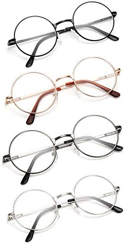 Јоксиго 4 Пакет Очила За Читање За Жени Мажи Ретро Тркалезна Метална Рамка + Ремен За Очила