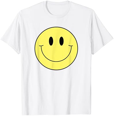 70-ти години на жолта насмевка кошула за лице симпатична среќен мир насмеана маица за лице