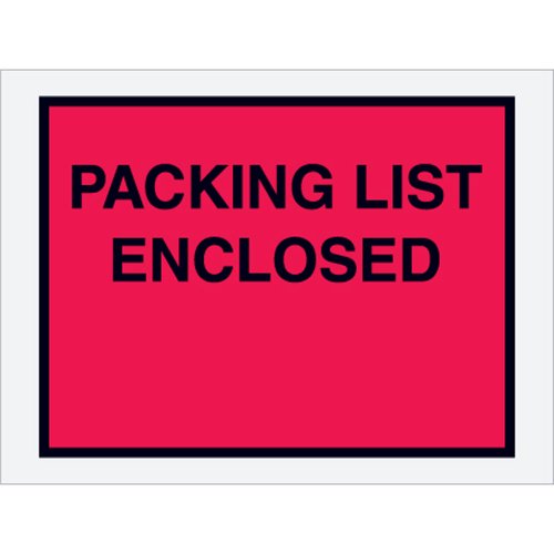 Aviditi PL413 целосен плик за лице, „Список за пакување затворен“, 4-1/2 должина x 6 ширина, црвена