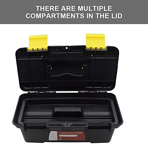 SuperShot Portable Toolbox 10inch 2 слој Пластичен рачен алатка за складирање на градите со оддел, кутија со алатки