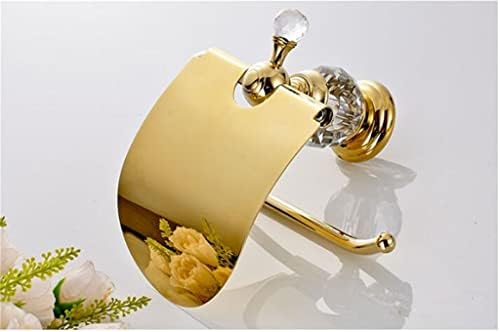 Држач за хартија ролна злато вкупно месинг тоалетен држач за тоалетна хартија кристална декорација на водоотпорен држач за ткиво