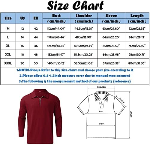 Вокачи 2022 Поло кошули за мажи, долг ракав гроздобер лента за голф -ребра голф врвови на улична облека за улична облека, двојна кошула