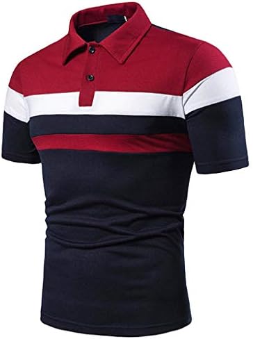Xxbr Еластичност Шарена маица за мажи пролет/лето спортско врвно атлетско копче надолу кошули со кратки ракави Хенли кошули