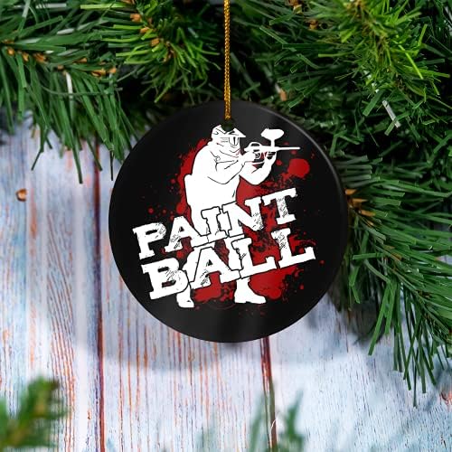 Божиќна декорација - Paintball Player My Paintball Airsoft Speedball украс Црна - Божиќен украс, персонализирање, обичај, подарок за домаќинство,