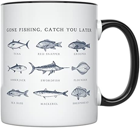 Younique Designs тато риболов кригла од ќерка, син или жена, 11 мл, риболов кафе чаши за мажи, уникатен рибарски чаша за рибари кои имаат