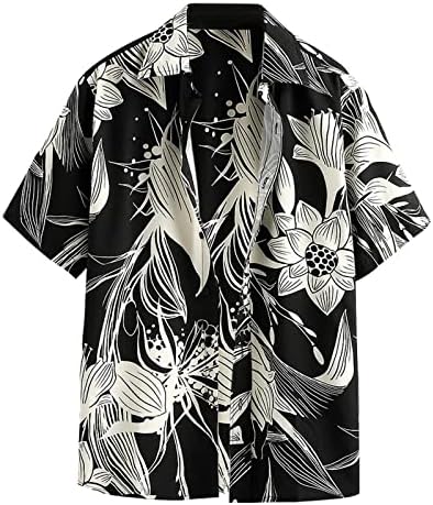 XXBR 2023 Нови мажи 3Д дигитално печатење џеб тока лаппел кошула со кратки ракави за куќички за куќички мажи летни плажа врвови
