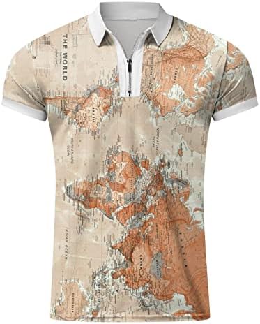 HDDK патент Поло голф кошули за мажи летни кратки ракави Светски мапа печати смешна графичка обична тениска врвна кошула за работа
