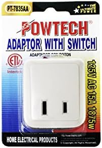 Адаптер за напојување со единечен излез на Powtech со црвен индикатор Вклучен/исклучен прекинувач Допрете