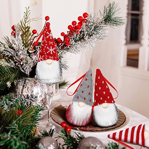 Божиќно дрво што виси гноми украси- 8 пакети рачно изработени скандинавски санта елф кадифни украси- виси украси за новогодишни украси дома