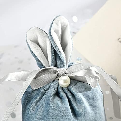 Зајани торби за подароци со кадифени торби со влечење - торби со бонбони со торбички за подароци со кадифена ткаенина за забавни украси за