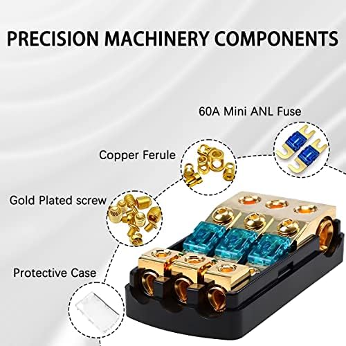 Блок за дистрибуција на држачи на осигурувачи на AFS, држач за мини -осигурувачи, Hifi Auto Fuse Holder 60 Amp Fusible поддршка,