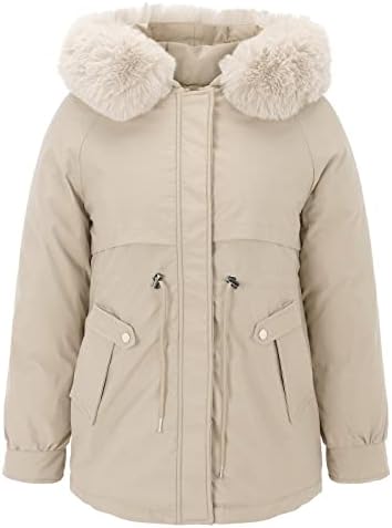 Женски зимски спуштено палто со качулка плус големина топли палта задебелен патент со качулка со крзно јакна со памучна облека од памук