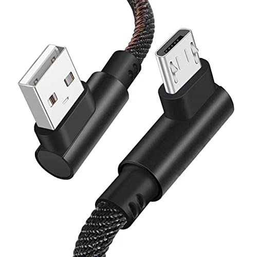 Micro USB Android кабел, KSUN.Y десен аголен кабел за брзо полнење 90 степени микро USB 2.0 конектор плетенка компатибилен со Samsung Galaxy